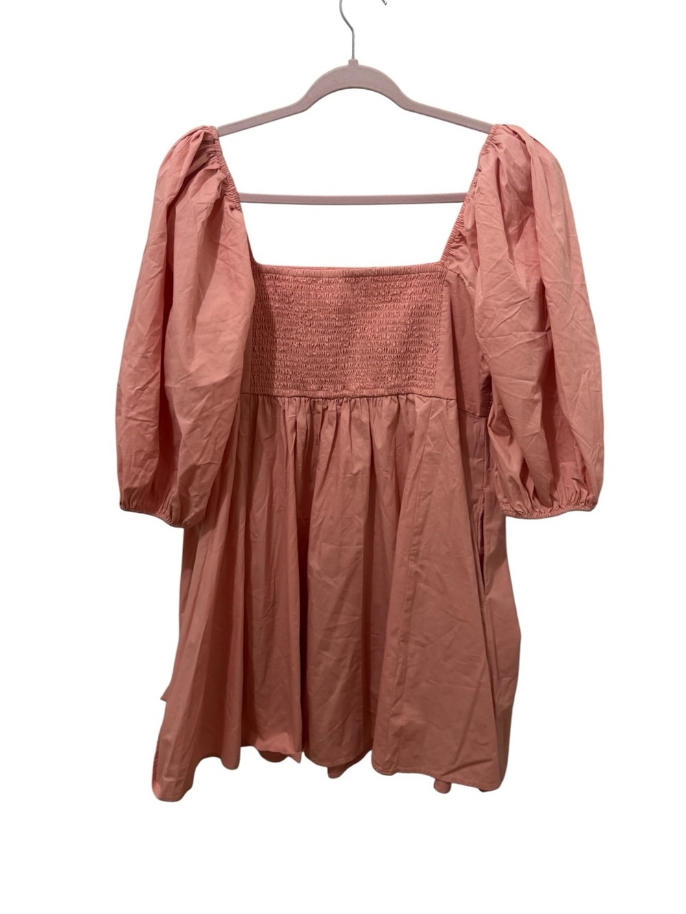 Abercrombie & Fitch Pink Ruched Puff Sleeve Square Neck Mini Dress Size XL Tall - Picture 3 of 5
